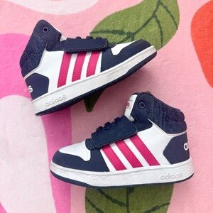 adidas Kids High-Top Sneakers in Navy, White & Red